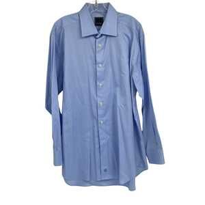 David Donahue Blue Casual Button-Up Shirt | Size 17 Regular